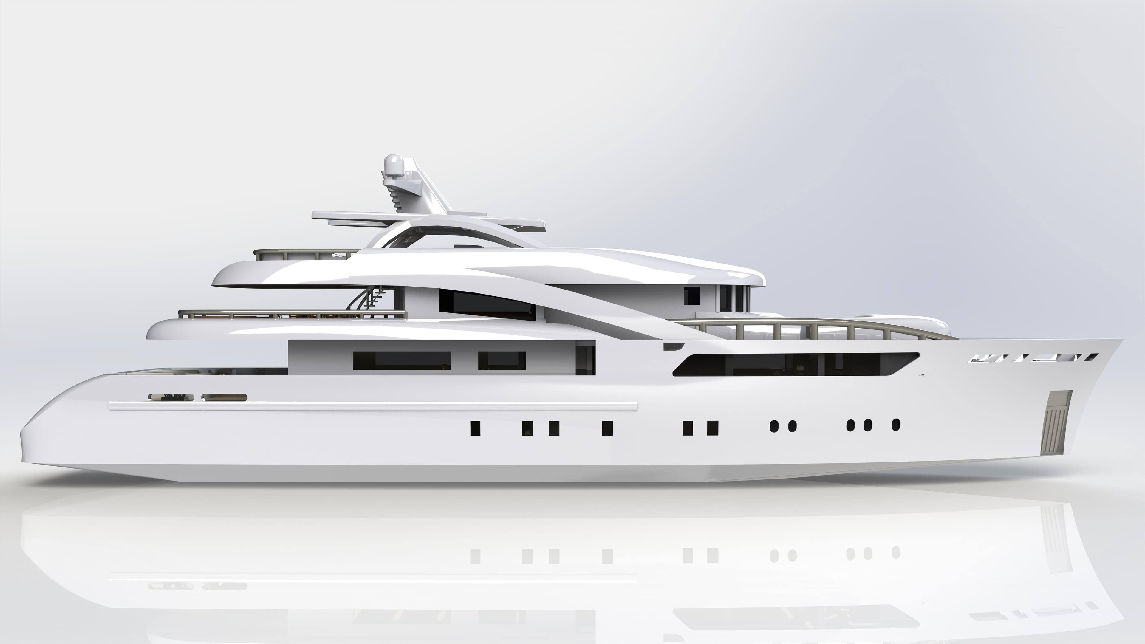 Rendered yacht CAD project